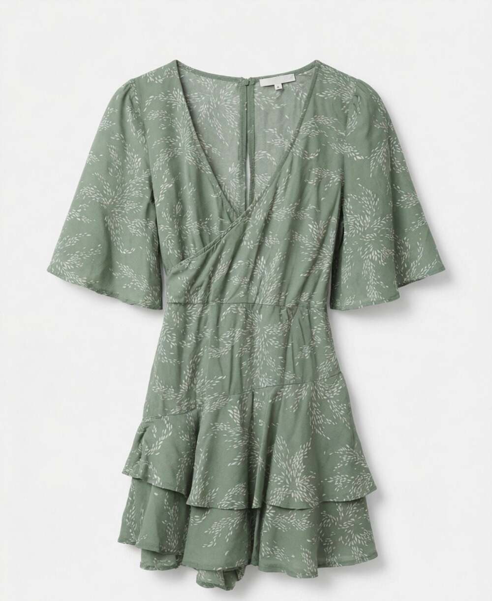 Polly Green Floral Print Ruffle Romper Size US 8